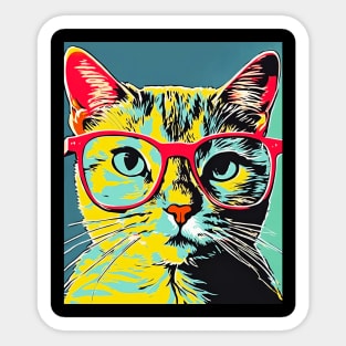 Cat With Glasses Sticker